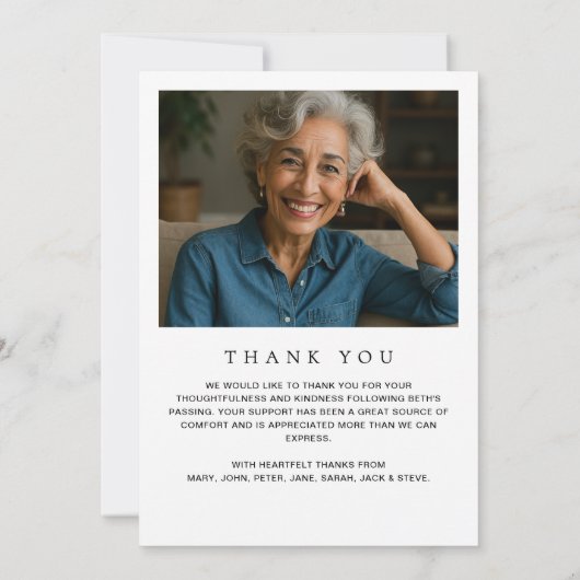 アーチフォト愛モダン深い思い出の葬儀 サンキューカード (裏面)