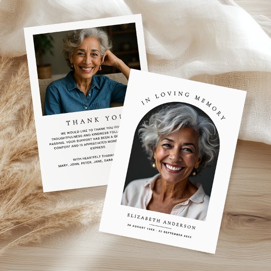 アーチフォト愛モダン深い思い出の葬儀 サンキューカード