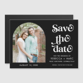 アーチフォト白黒ウェディング日付を保存 (正面/裏面)