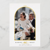 アーチフォト結婚したとフォイルメリーホリデーカード 箔招待状 (正面)