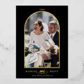 アーチフォト結婚したとフォイルメリーホリデーカード 箔招待状 (正面)