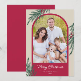 アーチフォト ウィンター グリーンメリークリスマス シーズンカード