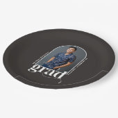 アーチフォト モダン グラッド ブラック 卒業パーティー ペーパープレート (アングル)