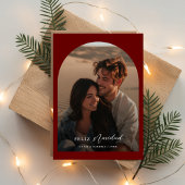 アーチフォトFeliz Navidadクリスマススペインのレッド シーズンカード