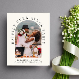 アーチフォトQRコードクリームウェディングレセプション招待状