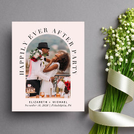 アーチフォトQRコードピンクウェディングレセプション招待状