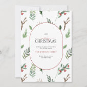 アーチフォレストモダンベリーピネコーンメリークリスマス シーズンカード (正面)