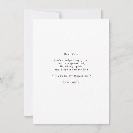 アーチフレームは私のフラワーガールカード サンキューカード (裏面)