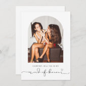 アーチフレームは私のメイド・オブ・オーナー（花嫁付き添い人）カード サンキューカード (正面/裏面)