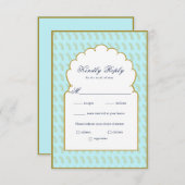 アーチフレームエレガントアクアインディアンウェディングRSVPカード 出欠カード (正面/裏面)