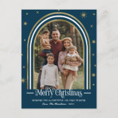 アーチフレームクリスマスカードファミリーフォトホリデー シーズンポストカード (正面)