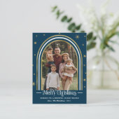 アーチフレームクリスマスカードファミリーフォトホリデー シーズンポストカード (スタンド正面)