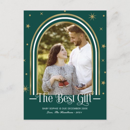 アーチフレームクリスマス妊娠発表 シーズンポストカード (正面)