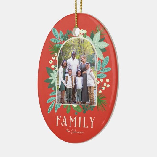 アーチフレームフローラメリークリスマスフォト セラミックオーナメント (左)