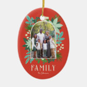 アーチフレームフローラメリークリスマスフォト セラミックオーナメント (正面)
