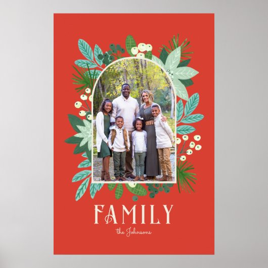 アーチフレームフローラメリークリスマスフォト ポスター (正面)