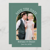 アーチフレームモダンフォトユーカリプトゥスグリーン セーブザデート (正面/裏面)