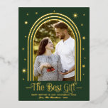 アーチフレーム妊娠告知ホイル葉書 箔シーズンポストカード<br><div class="desc">レトロインスパイアのアーチ型のクリスマスハガキ。簡単でパーソナライズする詳細。ご注意：ご注文、発送、製品情報など、Zazzleお客様に直接お連絡問い合わせに関して気にお問い合わせ。</div>