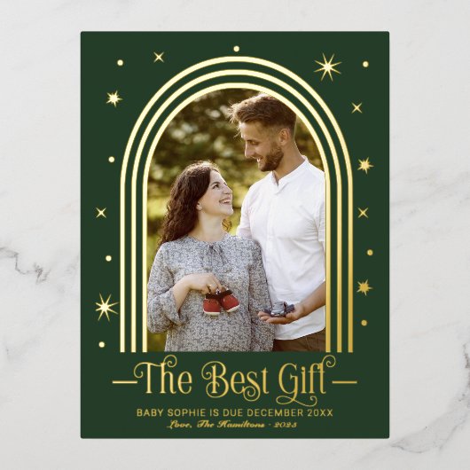 アーチフレーム妊娠告知ホイル葉書 箔シーズンポストカード (正面)