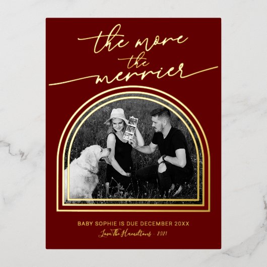 アーチフレーム妊娠告知ホイル葉書 箔シーズンポストカード (正面)