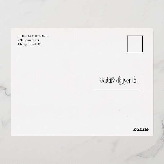 アーチフレーム誕生発表箔はがき 箔シーズンポストカード (裏面)