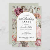 アーチフレーム ボタニカル バースデーパーティー, セージグリーン 招待状 (正面/裏面)