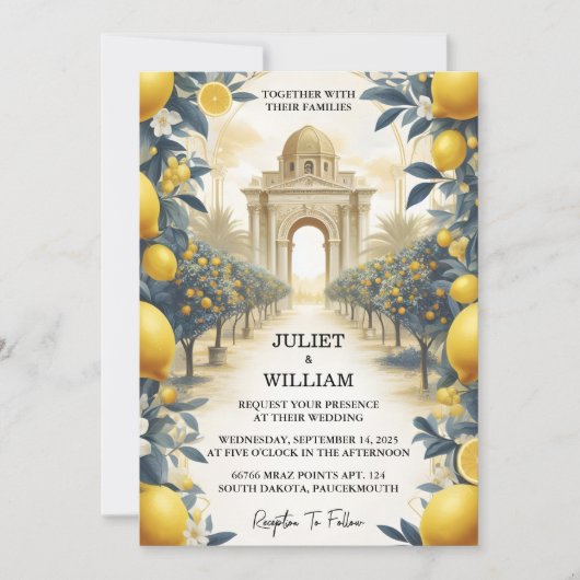 アーチフードおもしろいフルーツライムレモ結婚ンズ 招待状 (正面)