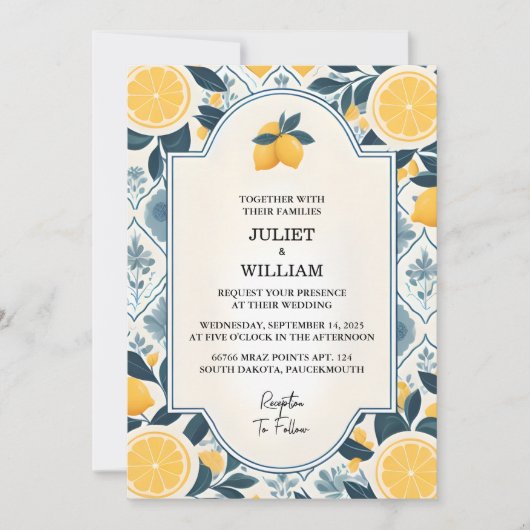 アーチフードフルーツおもしろいライムレモ結婚ン 招待状 (正面)