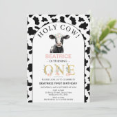 アーチブラックカウズプリントホーリーカウー1歳の誕生日 招待状 (スタンド正面)