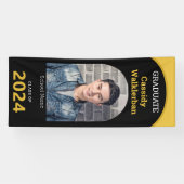 アーチブラック金ゴールド写真卒業 横断幕 (横)