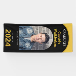 アーチブラック金ゴールド写真卒業 横断幕