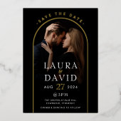 アーチブラック&ホワイトエレガンス 箔招待状 (正面)