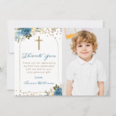 アーチブルーフローラファースト聖体拝領写真 サンキューカード (正面)