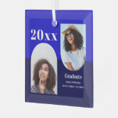 アーチブルー写真卒業 ガラスオーナメント (正面左)