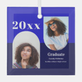 アーチブルー写真卒業 ガラスオーナメント (正面)