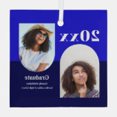 アーチブルー写真卒業 ガラスオーナメント (裏面)