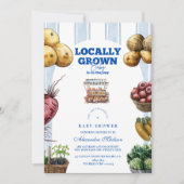 アーチブルー地区の農家市場でベビーシャワー 招待状 (正面)