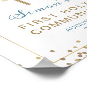 アーチブルー金ゴールドフローラファースト聖餐式へようこそ ポスター (角)