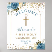 アーチブルー金ゴールドフローラファースト聖餐式へようこそ ポスター (正面)