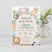 アーチブロージサファリパーティー動物1st誕生日 招待状 (スタンド正面)