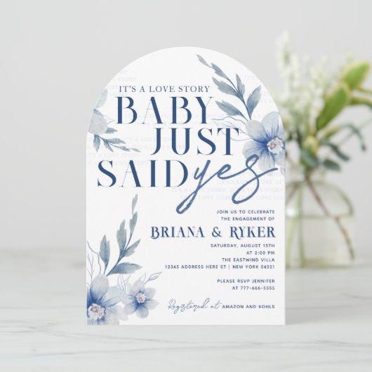 アーチベイビー ちょうどイエスと答えた 白い花のエンゲージメント 招待状 (スタンド正面)