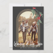 アーチホリモダンー緑のクリスマスフォトカード 招待状 (正面)