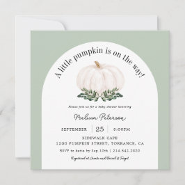 アーチホワイトカボチャ秋ベビーシャワースクエアインビタット 招待状