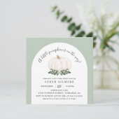 アーチホワイトカボチャ秋ベビーシャワースクエア 招待状 (スタンド正面)