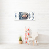 アーチホワイトブルー写真卒業 横断幕 (インサイチュ)