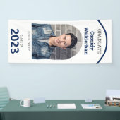 アーチホワイトブルー写真卒業 横断幕 (トレードショー)