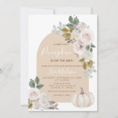 アーチホワイトボホパンプキンベビーシャワー招待状 招待状 (正面)