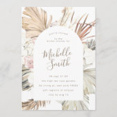 アーチホワモダンイトパンパスボホデザートブライダルシャワー 招待状 (正面)