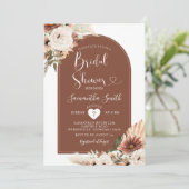 アーチボヘミアンテラコタホワイトフローラブライダルシャワー 招待状 (スタンド正面)