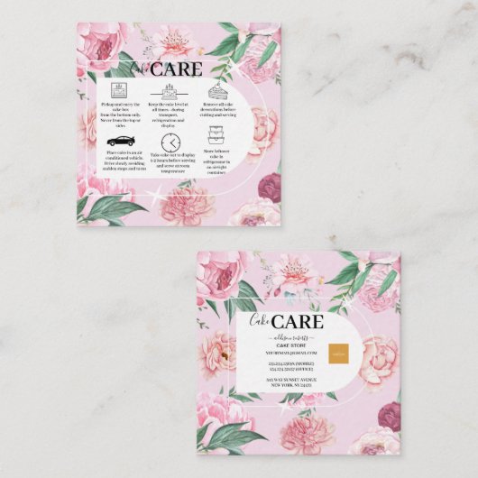 アーチボヘモダンミアン水カラー花模様 スクエア名刺 (正面/裏面)